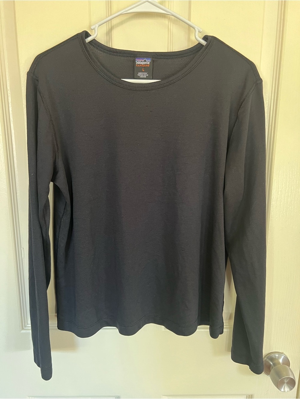 Patagonia Vintage Capilene Black Long Sleeve Thermal Base Layer Top Size Large